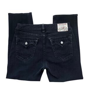 True Religion Ricky Jeans Men’s 34 x 28 Relaxed Straight Black Denim